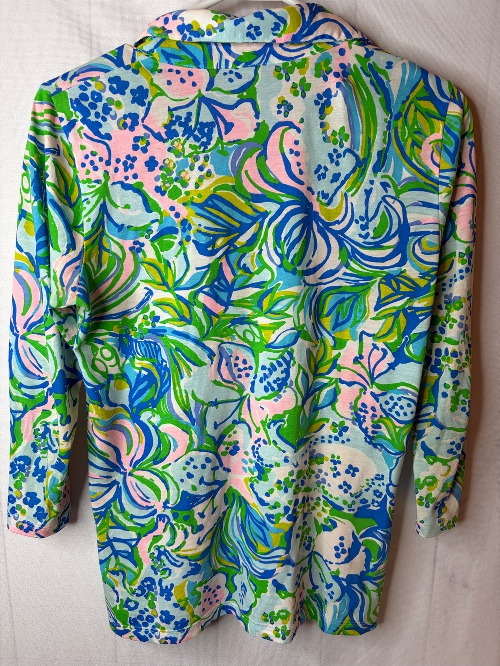 Lilly Pulitzer Floral Collared Button Front Top 3/4 Sleeve Multi Color Floral S - Picture 7 of 10